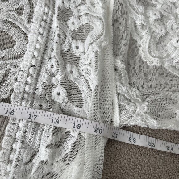 Rachel Zoe Sheer Lace Kimono Cardigan White Boho Beach Cover Up Maternity - Picture 5 of 6